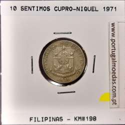 Filipinas 10 Sentimos 1971 Cupro-Niquel, (MBC+), World Coins Philippines KM 198