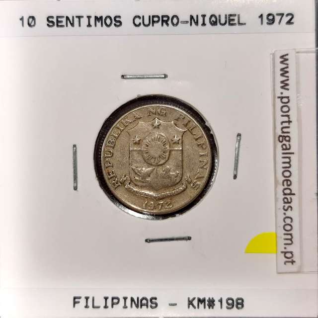 Philippines 10 Sentimos 1972 Copper-Nickel-Zinc, (VF), Coins of the World Philippines KM 198