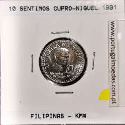 Filipinas 10 Sentimos 1981 BSP Cupro-Niquel, (Sob), World Coins Philippines KM 226