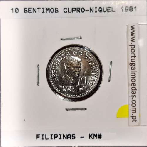 Philippines 10 Sentimos 1981 BSP Copper-Nickel, (UNC), Coins of the World Philippines KM 226