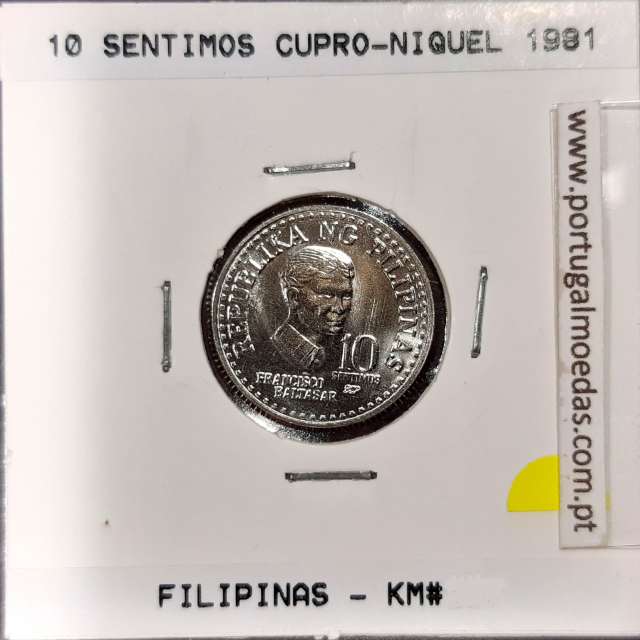 Filipinas 10 Sentimos 1981 BSP Cupro-Niquel, (Sob), World Coins Philippines KM 226