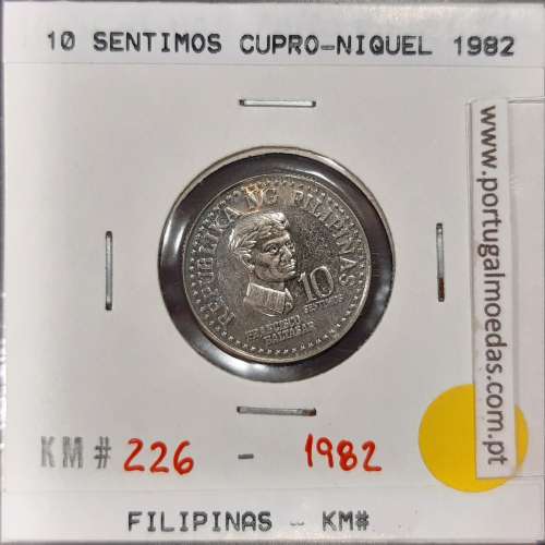 Philippines 10 Sentimos 1982 FM Copper-Nickel, (UNC), Coins of the World Philippines KM 226