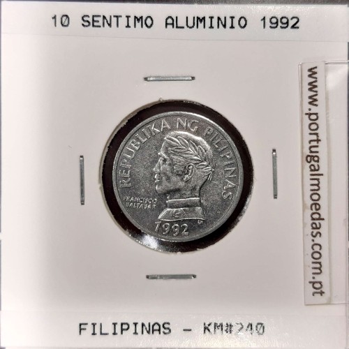 Philippines 10 Sentimo 1992 Aluminium, reverse legend "PYGMAEA" (UNC), Coins of the World Philippines KM 240.2