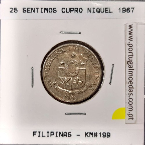 Philippines 25 Sentimos 1967 Copper-Nickel-Zinc, (VF+), Coins of the World Philippines KM 199