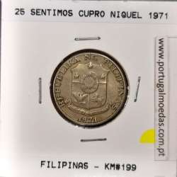 Philippines 25 Sentimos 1971 Copper-Nickel-Zinc, (VF), Coins of the World Philippines KM 199