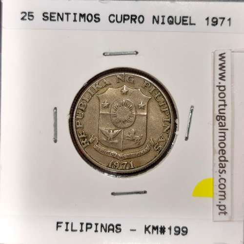 Philippines 25 Sentimos 1971 Copper-Nickel-Zinc, (VF), Coins of the World Philippines KM 199