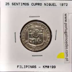 Philippines 25 Sentimos 1972 Copper-Nickel-Zinc, (VF+), Coins of the World Philippines KM 199
