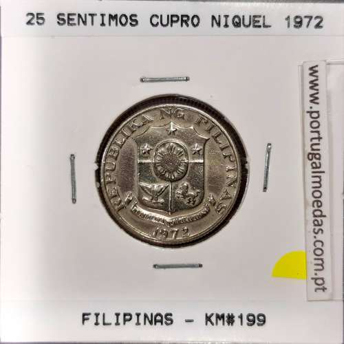 Philippines 25 Sentimos 1972 Copper-Nickel-Zinc, (VF+), Coins of the World Philippines KM 199