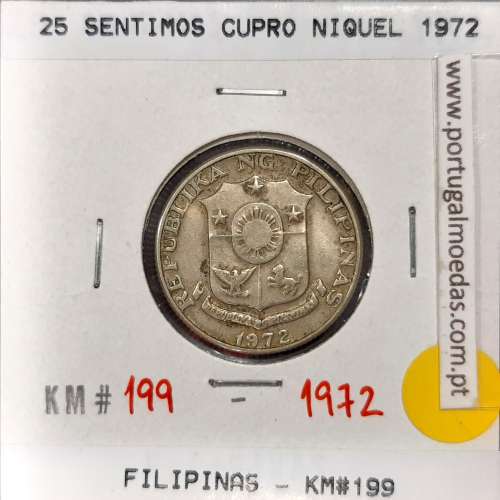 Philippines 25 Sentimos 1972 Copper-Nickel-Zinc, (VF), Coins of the World Philippines KM 199
