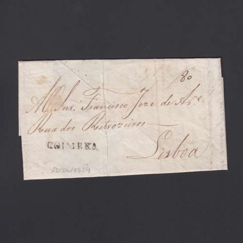Carta Pré-Filatélica circulada de Coimbra para Lisboa datada de 20-06-1829