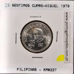 Filipinas 25 Sentimos 1979 BSP Cupro-Niquel, (Sob), World Coins Philippines KM 227