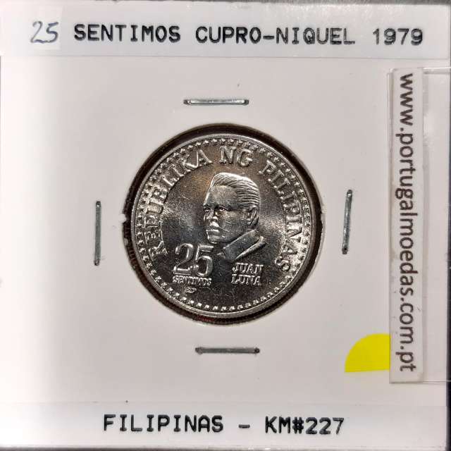 Filipinas 25 Sentimos 1979 BSP Cupro-Niquel, (Sob), World Coins Philippines KM 227