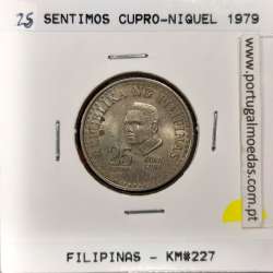 Philippines 25 Sentimos 1979 BSP Copper-Nickel, (AU), Coins of the World Philippines KM 227