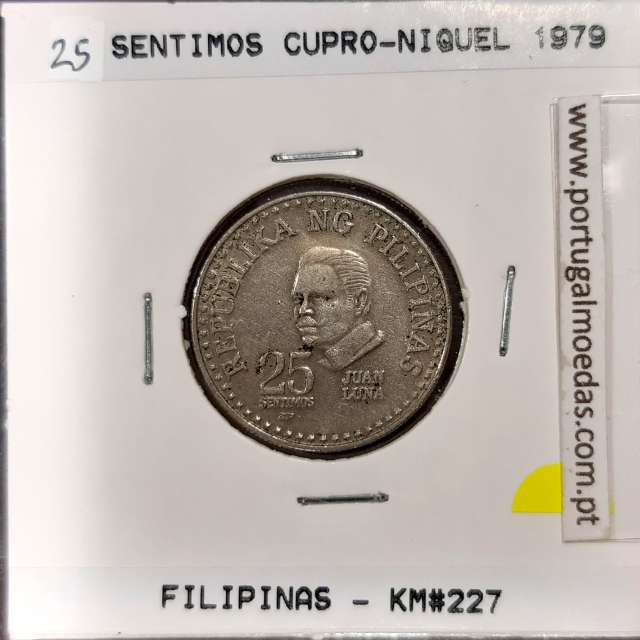 Philippines 25 Sentimos 1979 BSP Copper-Nickel, (VF+), Coins of the World Philippines KM 227