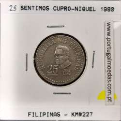 Filipinas 25 Sentimos 1980 BSP Cupro-Niquel, (MBC+), World Coins Philippines KM 227