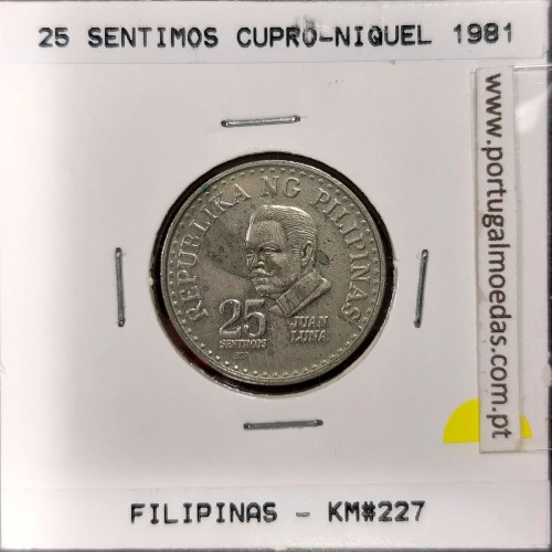 Philippines 25 Sentimos 1981 Copper-Nickel, (VF), Coins of the World Philippines KM 227