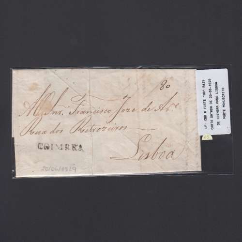 Carta Pré-Filatélica circulada de Coimbra para Lisboa datada de 20-06-1829
