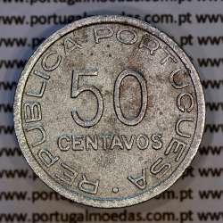 São Tomé e Príncipe, 50 Centavos 1948 Alpaca, Ex-colónia portuguesa,  (MBC), World Coins Saint Thomas & Prince Island KM 8