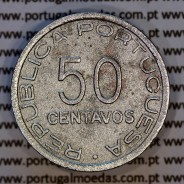 São Tomé e Príncipe, 50 Centavos 1948 Alpaca, Ex-colónia portuguesa,  (MBC), World Coins Saint Thomas & Prince Island KM 8