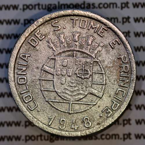 São Tomé and Príncipe, 50 Centavos 1948 Bronze-nickel, former Portuguese colony, (VF), WorldCoins Saint Thomas & Prince KM8