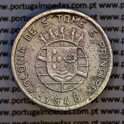 São Tomé and Príncipe, 50 Centavos 1948 Bronze-nickel, former Portuguese colony, (VF), WorldCoins Saint Thomas & Prince KM8