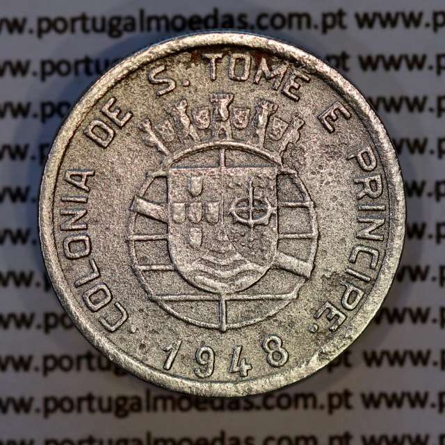 São Tomé and Príncipe, 50 Centavos 1948 Bronze-nickel, former Portuguese colony, (VF), WorldCoins Saint Thomas & Prince KM8
