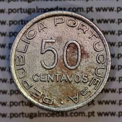 São Tomé e Príncipe, 50 Centavos 1948 Alpaca, Ex-colónia portuguesa,  (MBC), World Coins Saint Thomas & Prince Island KM 8