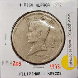 Filipinas 1 Piso 1972 Alpaca, (MBC), World Coins Philippines KM 203