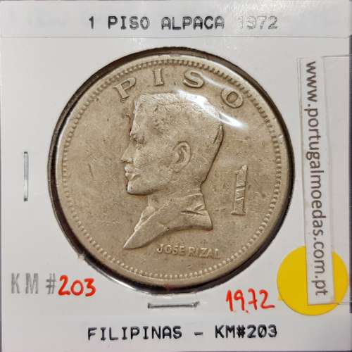 Philippines 1 Piso 1972 Copper-Nickel-Zinc, (VF), Coins of the World Philippines KM 203
