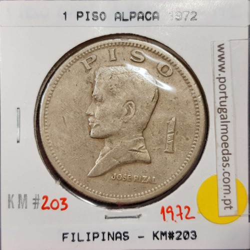 Philippines 1 Piso 1972 Copper-Nickel-Zinc, (VF), Coins of the World Philippines KM 203
