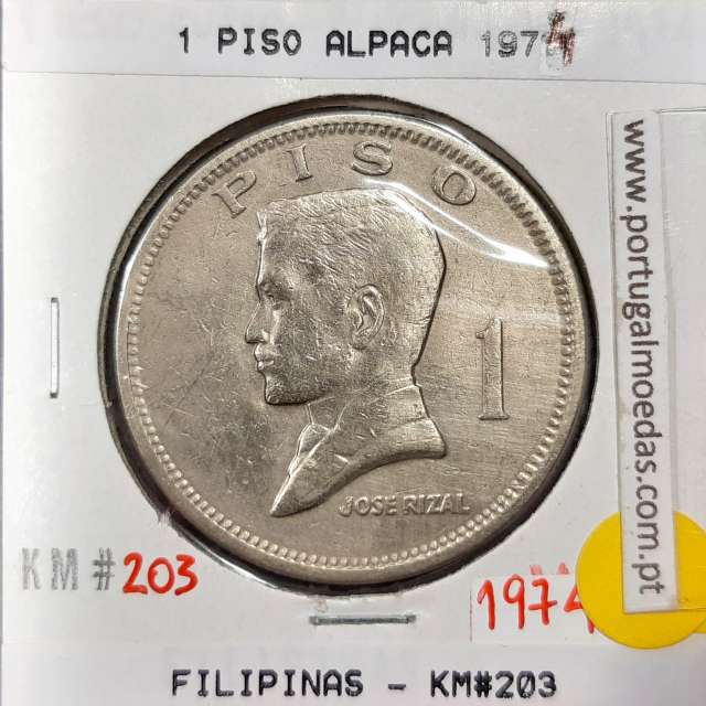 Philippines 1 Piso 1974 Copper-Nickel-Zinc, (XF), Coins of the World Philippines KM 203