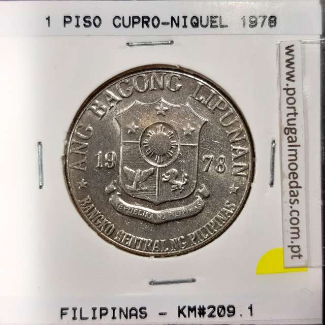 Filipinas 1 Piso 1978 Cupro-Niquel, (Bela), World Coins Philippines KM 209.1