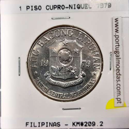 Filipinas 1 Piso 1979 BSP Cupro-Niquel, (Sob), World Coins Philippines KM 209.2