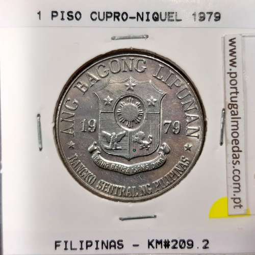 Filipinas 1 Piso 1979 BSP Cupro-Niquel, (Bela), World Coins Philippines KM 209.2