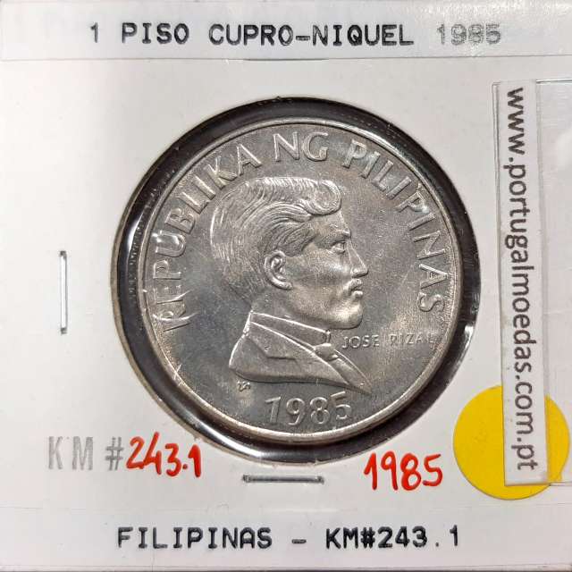 Filipinas 1 Piso 1985 Cupro-Niquel, (Sob), World Coins Philippines KM 243.1