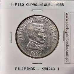 Filipinas 1 Piso 1985 Cupro-Niquel, (MBC), World Coins Philippines KM 243.1