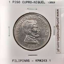 Filipinas 1 Piso 1989 Cupro-Niquel, (Bela), World Coins Philippines KM 243.1