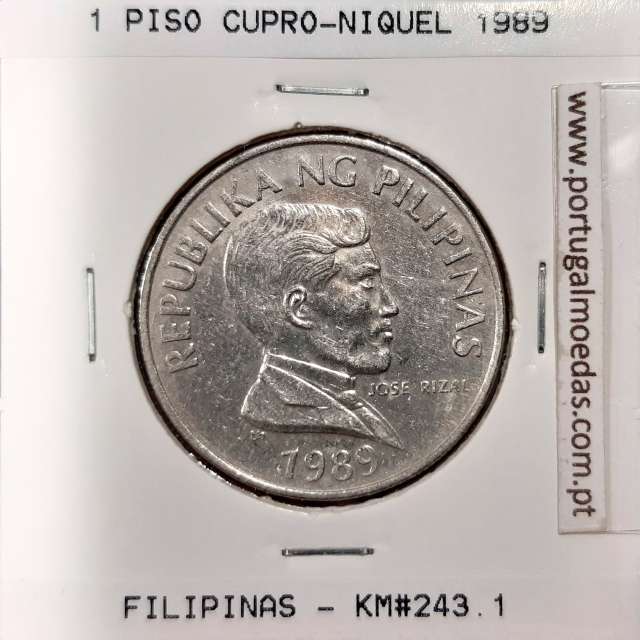 Philippines 1 Piso 1989 Copper-Nickel, (XF), Coins of the World Philippines KM 243.1