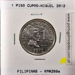 Filipinas 1 Piso 2012 Cupro-Niquel, (Bela), World Coins Philippines KM 269a