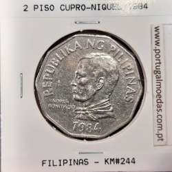 Filipinas 2 Piso 1984 Cupro-Niquel, (MBC+), World Coins Philippines KM 244