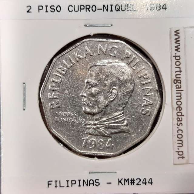 Philippines 2 Piso 1984 Copper-Nickel, (VF+), Coins of the World Philippines KM 244