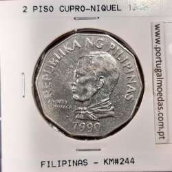 Filipinas 2 Piso 1990 Cupro-Niquel, (MBC+), World Coins Philippines KM 244