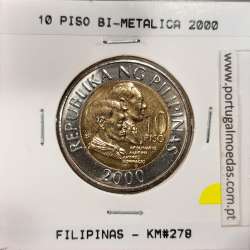 Philippines 10 Piso 2000 Bi-metallic, (UNC), Coins of the World Philippines KM 278