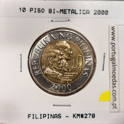 Philippines 10 Piso 2000 Bi-metallic, (UNC), Coins of the World Philippines KM 278