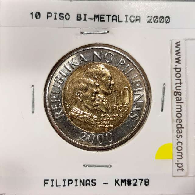 Philippines 10 Piso 2000 Bi-metallic, (UNC), Coins of the World Philippines KM 278