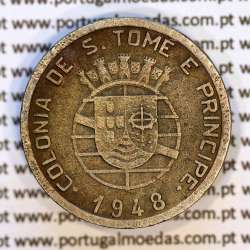 São Tomé and Príncipe, 50 Centavos 1948 Bronze-nickel, former Portuguese colony, (VF), WorldCoins Saint Thomas & Prince KM8