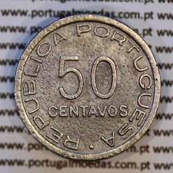 São Tomé e Príncipe, 50 Centavos 1948 Alpaca, Ex-colónia portuguesa,  (MBC), World Coins Saint Thomas & Prince Island KM 8