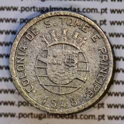 São Tomé and Príncipe, 50 Centavos 1948 Bronze-nickel, former Portuguese colony, (VF), WorldCoins Saint Thomas & Prince KM8