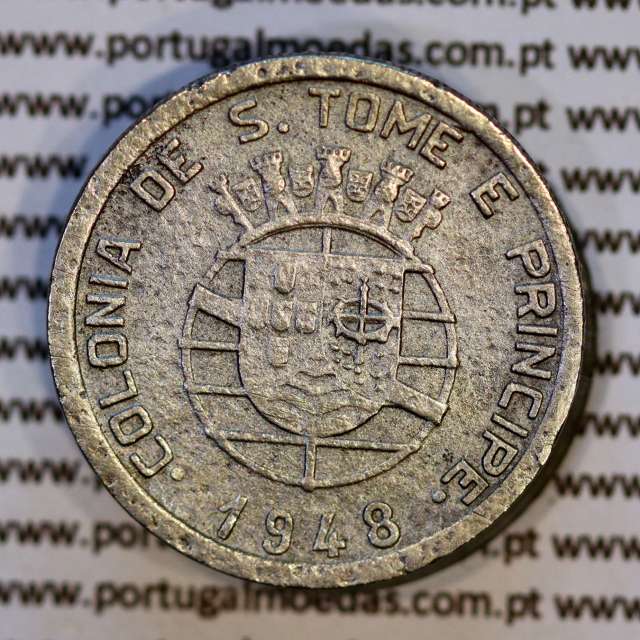 São Tomé and Príncipe, 50 Centavos 1948 Bronze-nickel, former Portuguese colony, (VF), WorldCoins Saint Thomas & Prince KM8