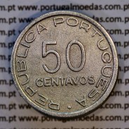 São Tomé e Príncipe, 50 Centavos 1948 Alpaca, Ex-colónia portuguesa,  (MBC-), World Coins Saint Thomas & Prince Island KM 8